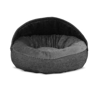 Gauty Cama Redonda Denim y pelo negro y gris para Perros y Gatos