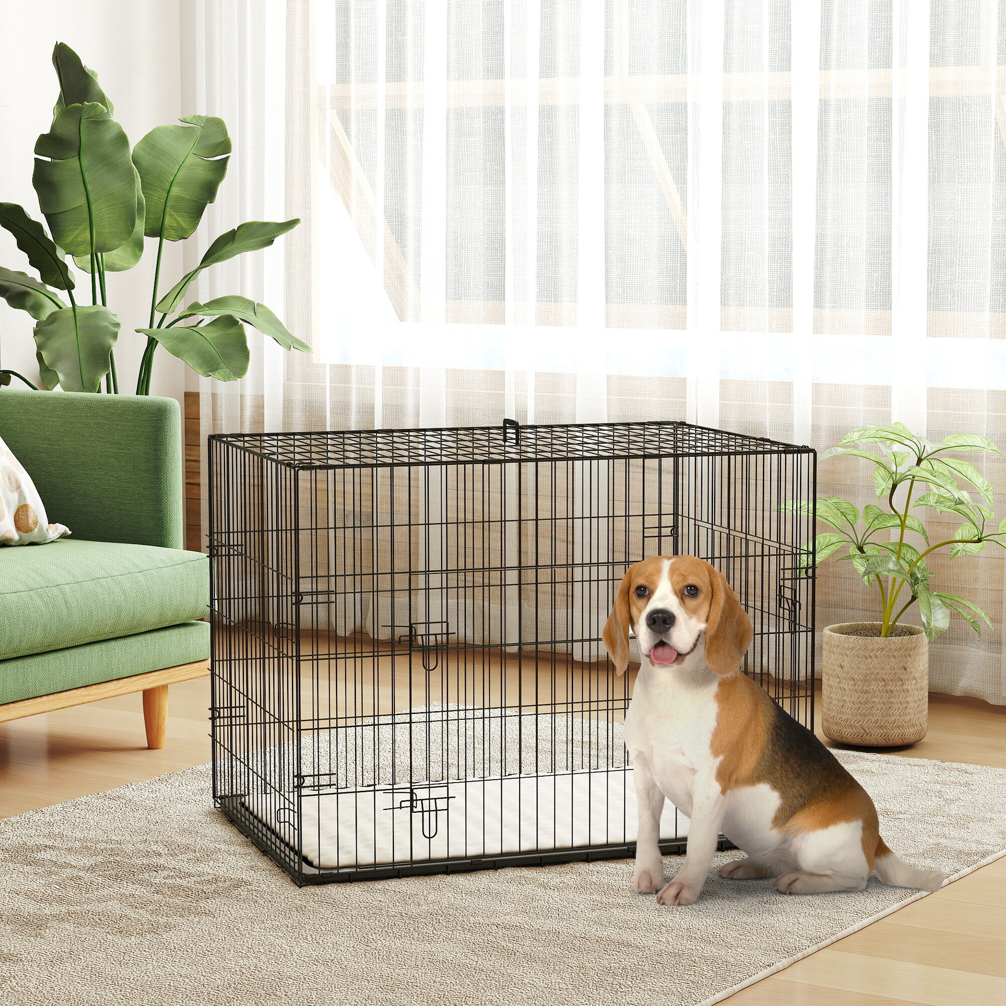 PawHut Jaula para Perro Negro, , large Imagen numero 2