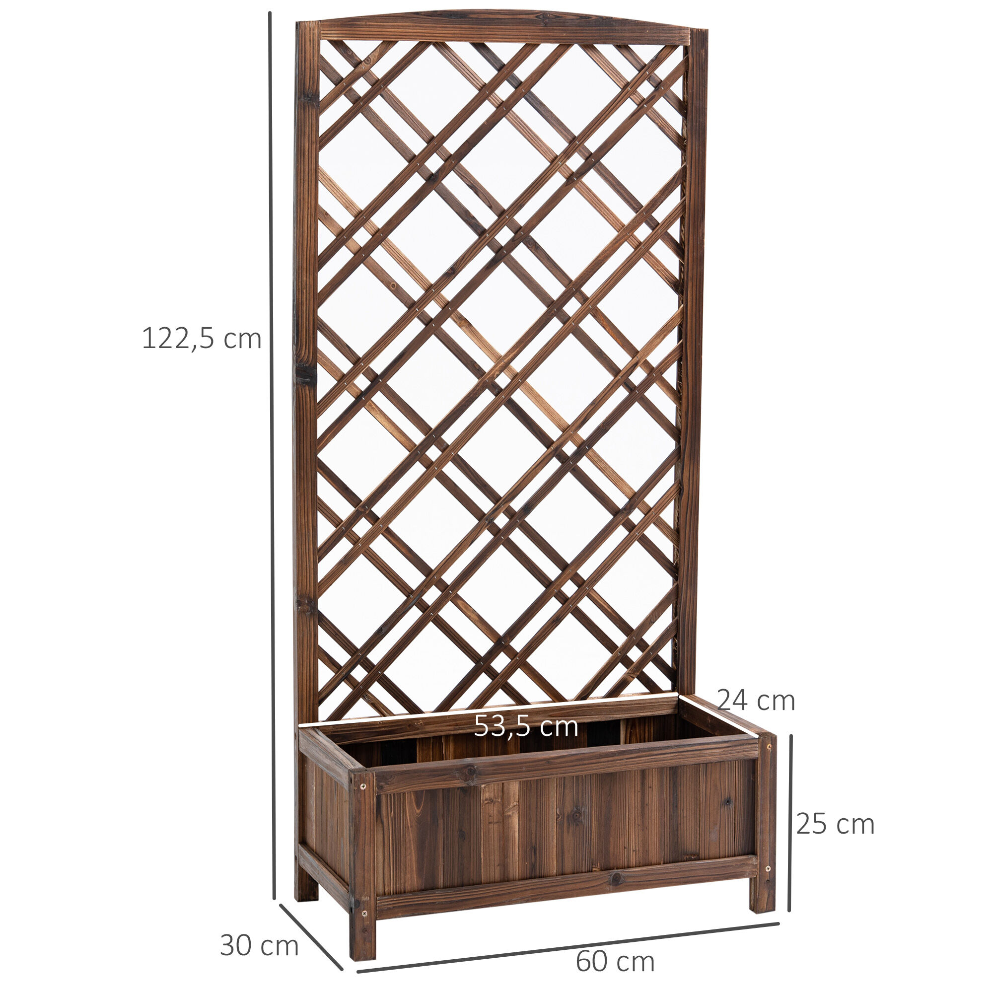 Outsunny Jardinera con Enrejado Jardinera con Celos&iacute;a de Madera Macetero con Soporte para Trepadora Cultivos Plantas en Terraza Jard&iacute;n Balc&oacute;n 60x30x122,5 cm Marr&oacute;n, , large Imagen numero 3