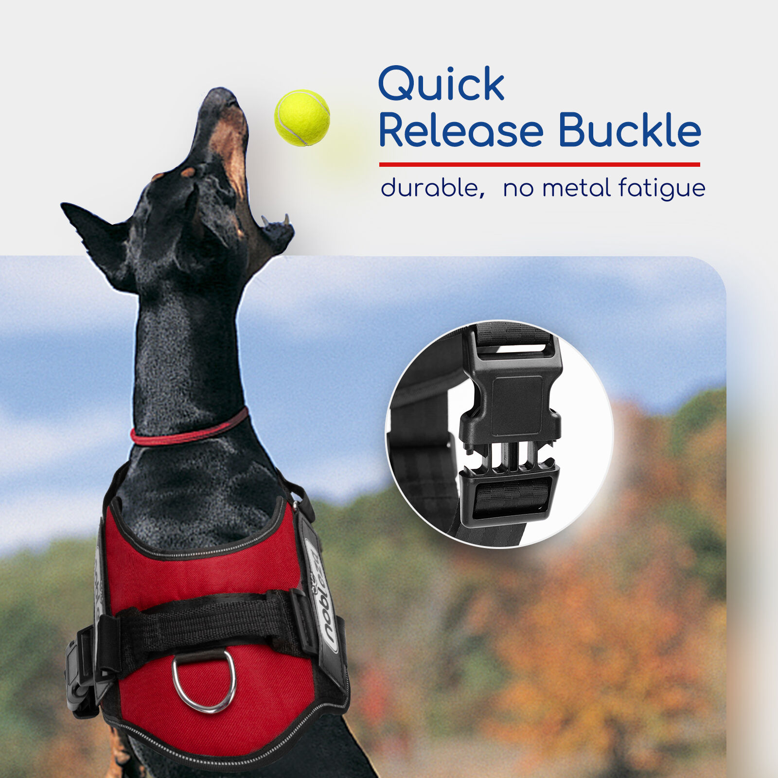 Nobleza - Arn&eacute;s Antitirones Perro, Arn&eacute;s Perro Reflectante Ajustable, Incluye 2 Etiquetas de Logotipo Desmontables, C&oacute;modo Transpirable Arn&eacute;s Chaleco para Perros Peque&ntilde;os, Medianos y Grandes, Rojo(M), , large Imagen numero 4