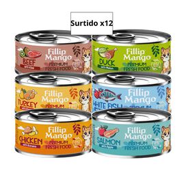 Surtido 6 latas pienso h&uacute;medo para gatos Fillip Mango 85gr/ud