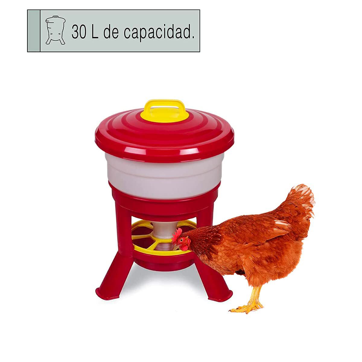 Tolva Gallinas silo Premium 30 L - Comedero con Patas para Gallinas - Tolva de Gran Capacidad para Aves de Corral Fabricada en pl&aacute;stico Resistente a la Intemperie, , large Imagen numero 4