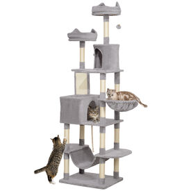 PawHut Árbol Rascador Grande Gris Claro para Gatos 