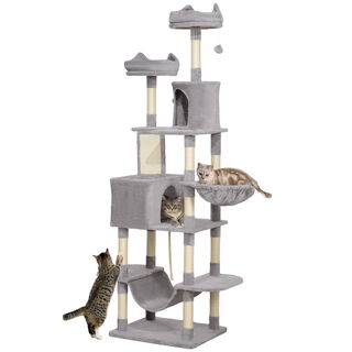 PawHut Árbol Rascador Grande Gris Claro para Gatos 