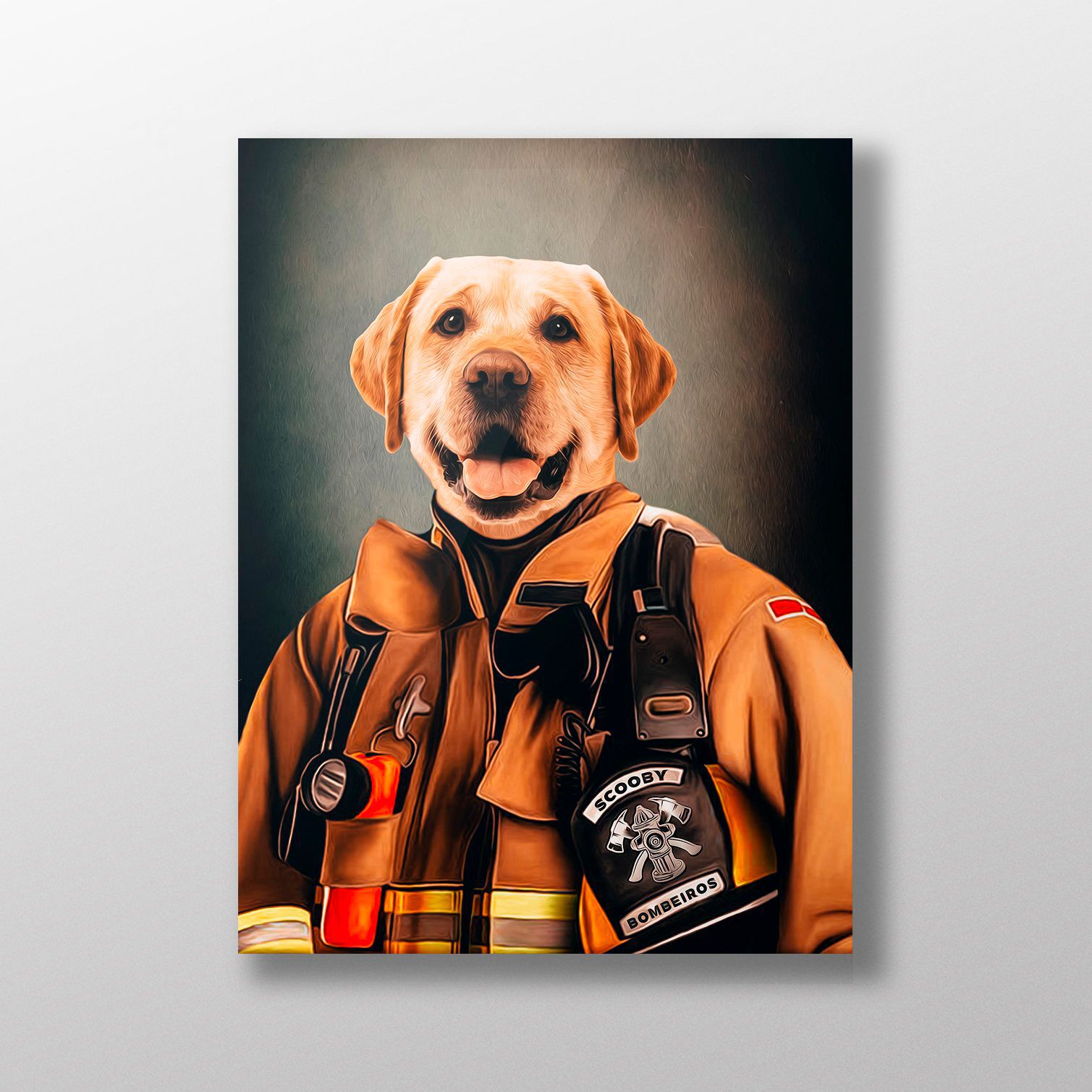 Pet Story Retrato Personalizado de Mascota Póster Bombero