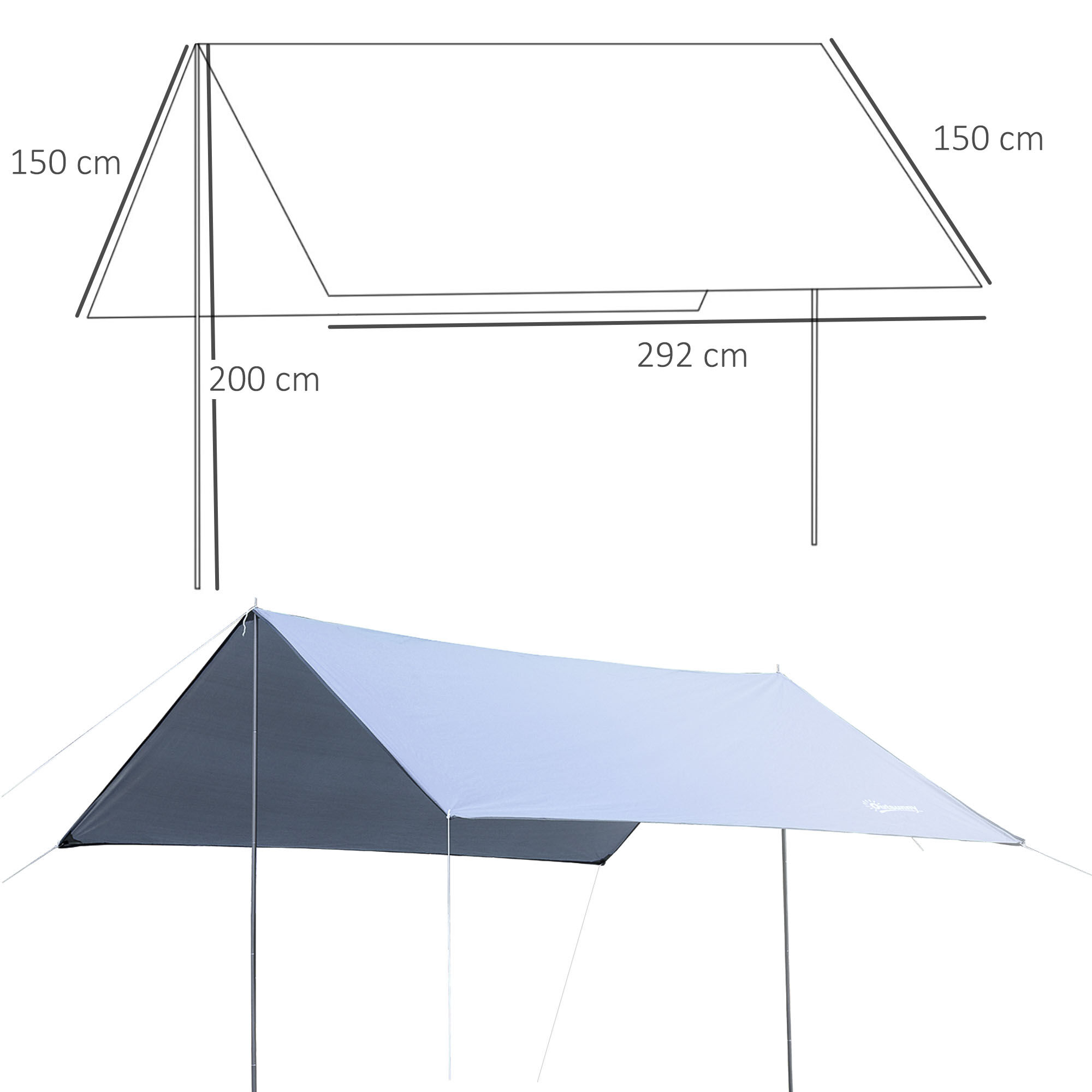Outsunny Toldo de Refugio Port&aacute;til 300x292 cm Impermeable Carpa Ligero Tienda de Campa&ntilde;a Grande para Camping Playa Picnic Senderismo Protecci&oacute;n UV Blanco, , large Imagen numero 3