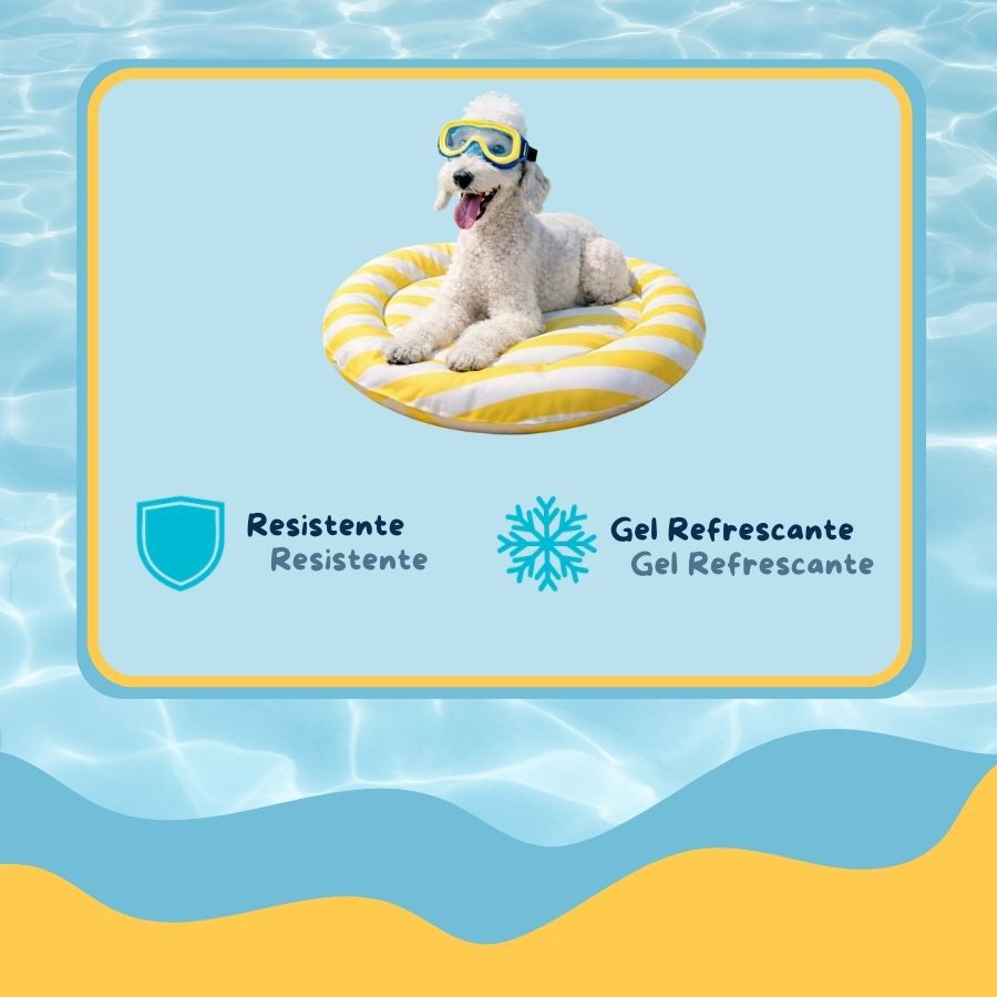 Summer Vibes Cama Redonda Refrescante Amarilla para perros, , large Imagen numero 3
