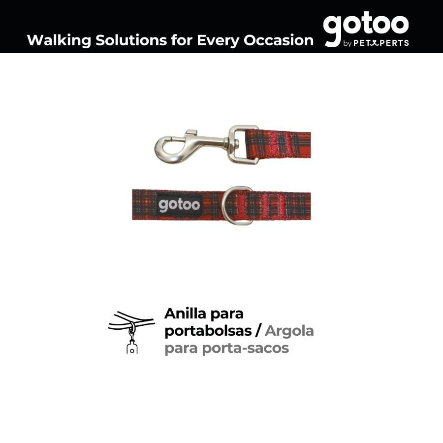 Gotoo Correa estampada tart&aacute;n rojo para perros, , large Imagen numero 3