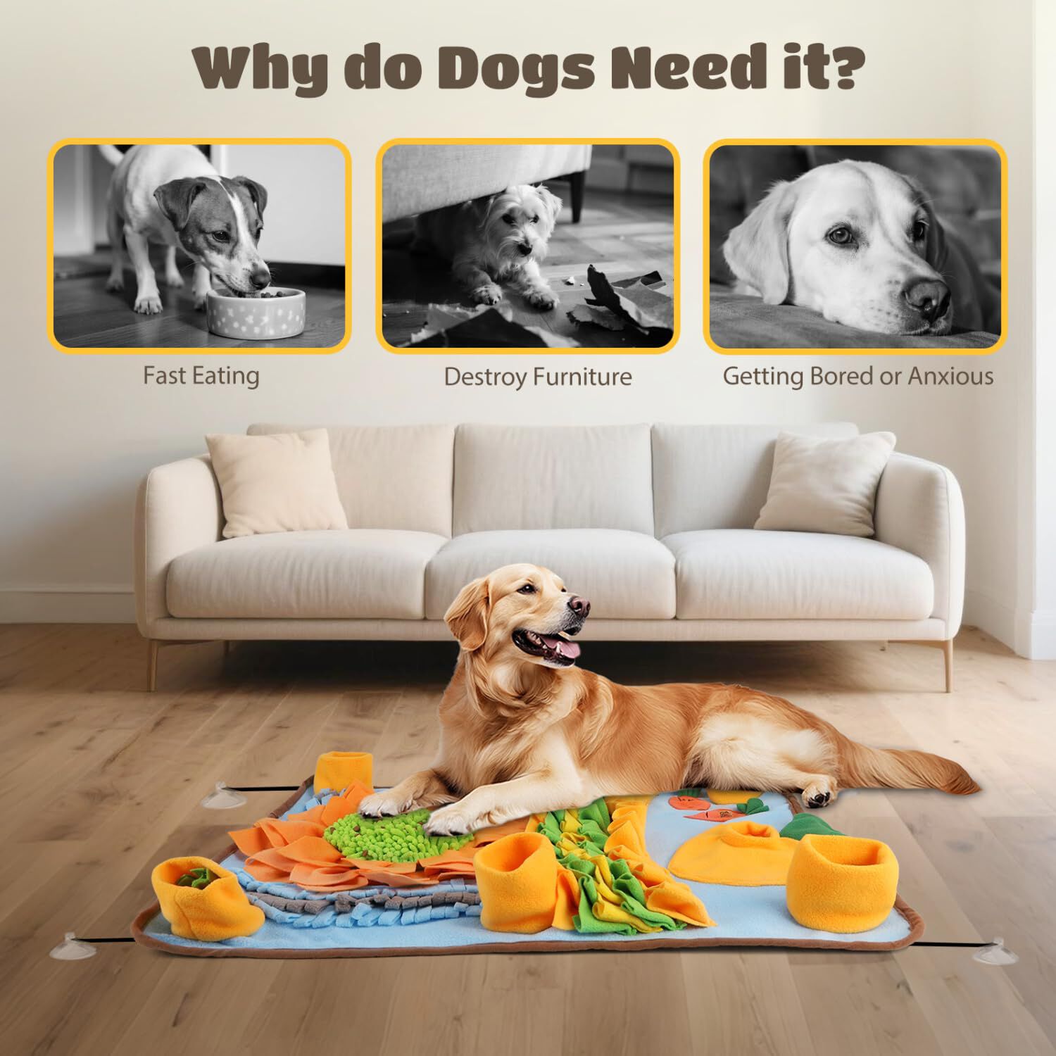 Nobleza Alfombra Olfativa Juego de Inteligencia para Perros, Juguete Interactivo, Estera de Alimentación Lenta para Entrenamiento de Forrajeo, Ventosas Antideslizantes, Snuffle Mat L75*W58CM Blue thumbnail