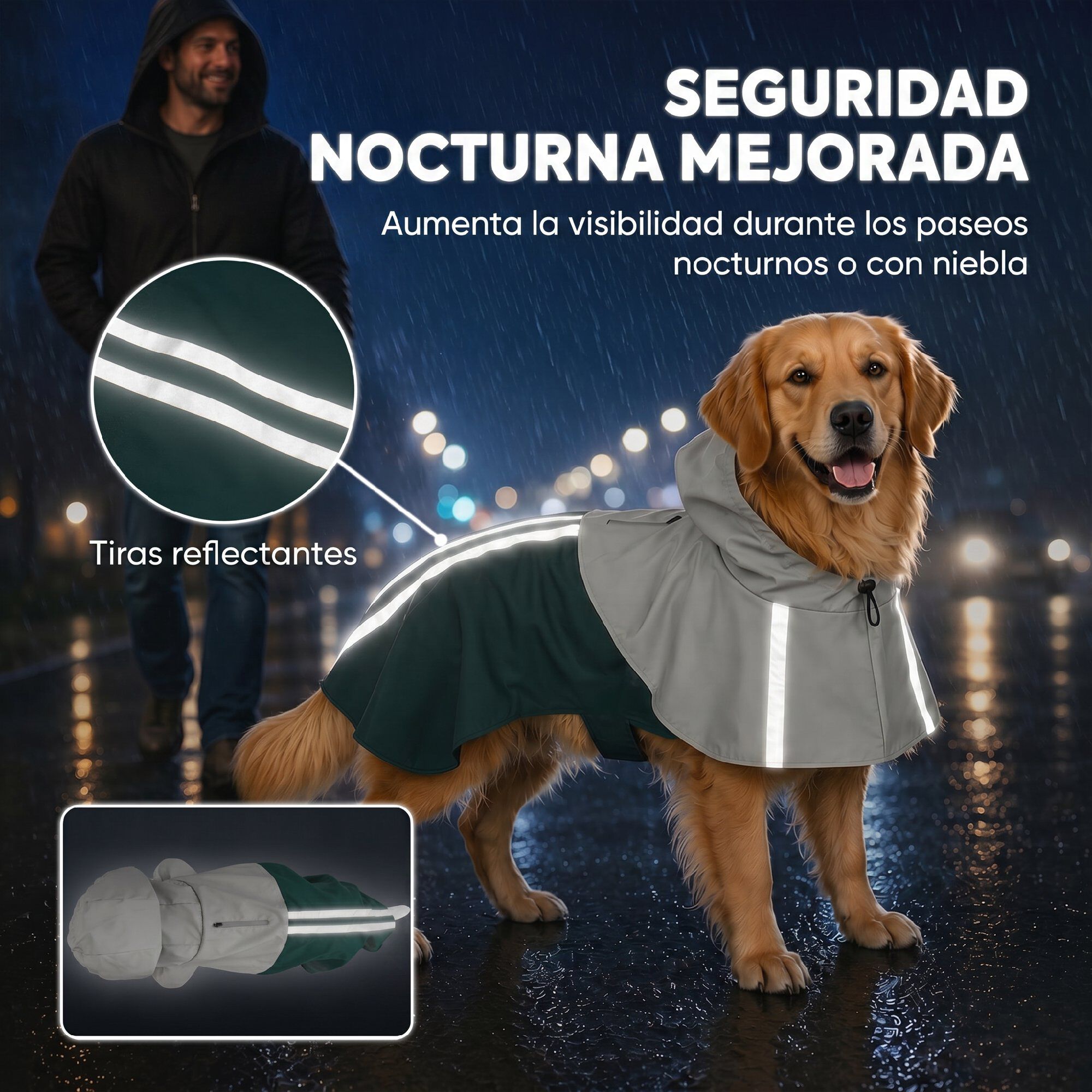 PawHut Impermeable para Perro Verde, , large Imagen numero 5