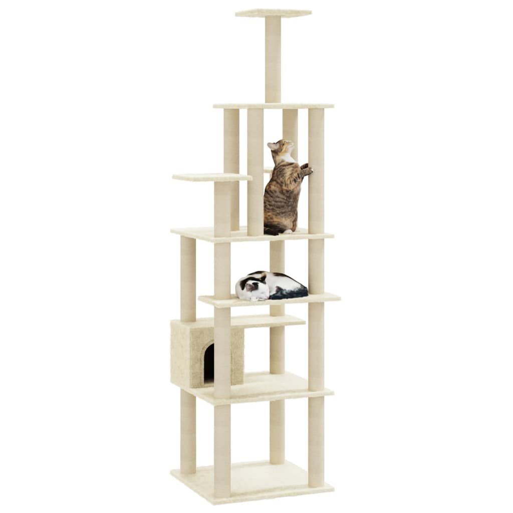 Vidaxl rascador &aacute;rbol 7 pisos con casa crema para gatos, , large Imagen numero 2