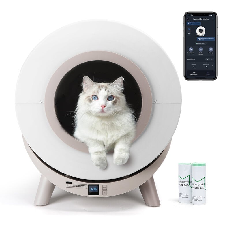 Nobleza - Arenero Autolimpiable Inteligente para Gatos con App, 80L Capacidad, Ideal para Varios Gatos, Incluye 2 Rollos de Bolsas de Basura, Inodoro Automático para Mascotas