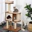 COSTWAY Mueble para Gatos &Aacute;rbol Actividad para Gatos con Poste Rascador y Colchonetas Casa de Madera de Gato 68x48x117cm, , large indicador imagen numero 2