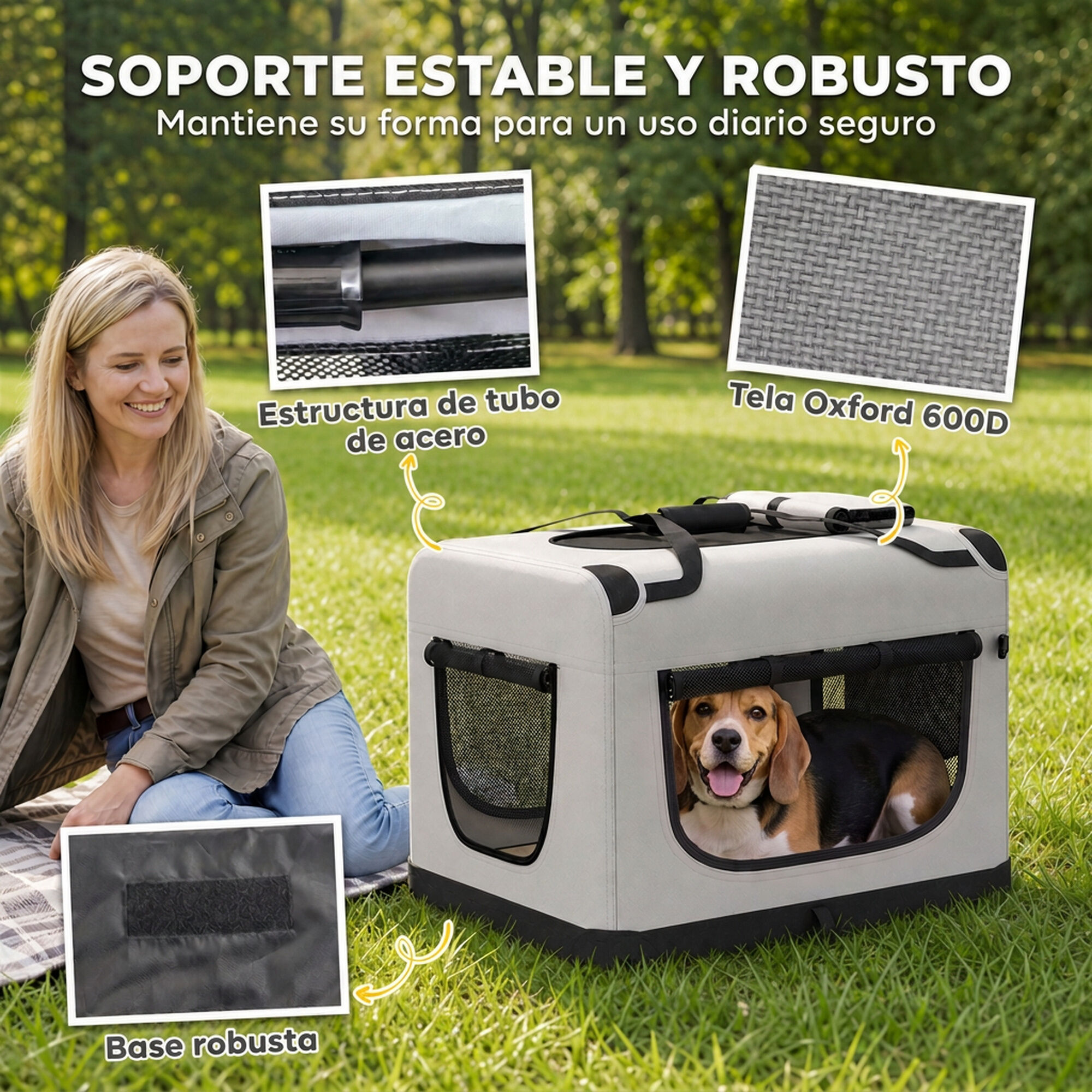 PawHut Transport&iacute;n para Mascota Gris claro, , large Imagen numero 5