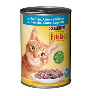 Friskies Adult Salmón y Atún en Salsa lata para gatos