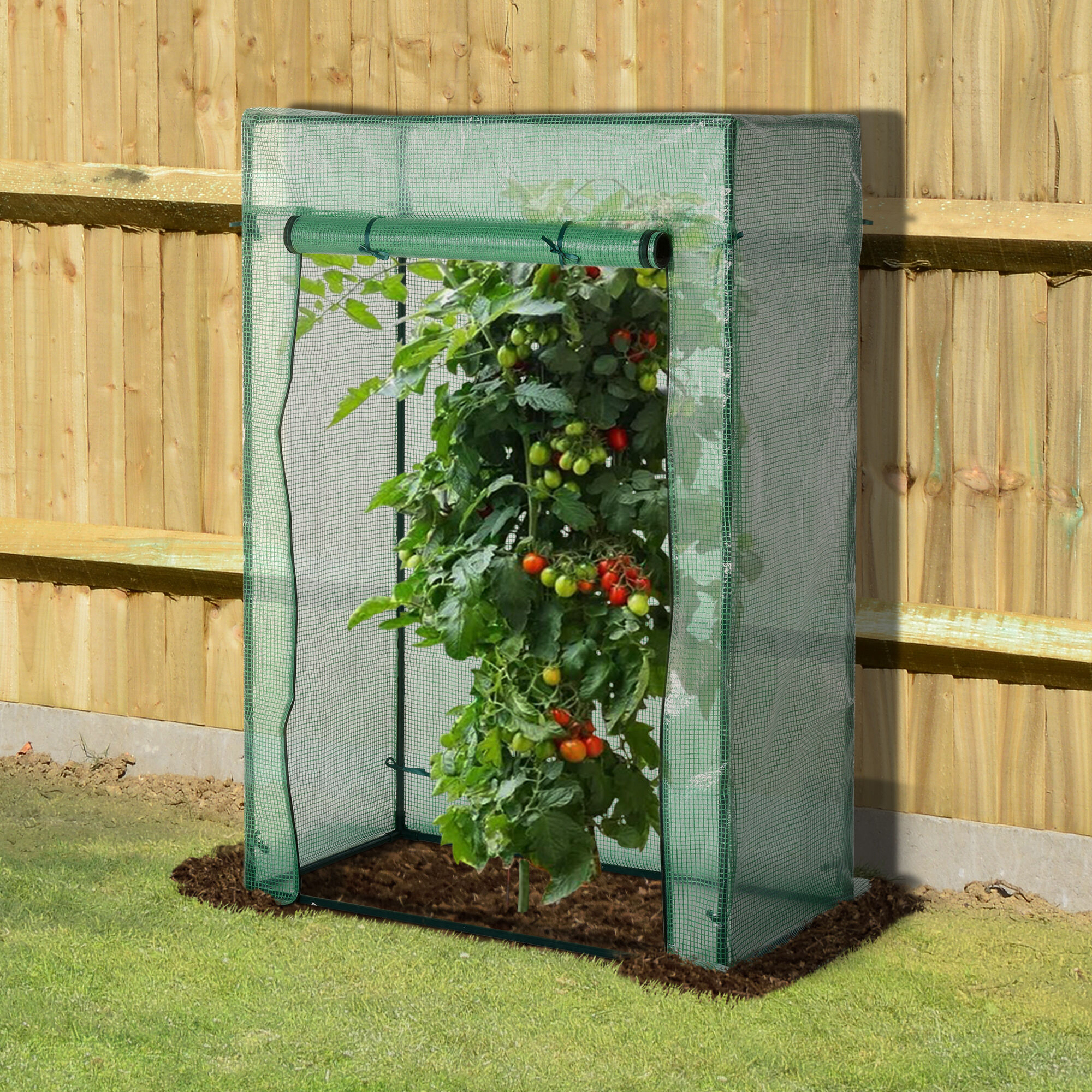 Outsunny Invernadero con Puerta Enrollable y Estructura de Acero Invernadero de Jard&iacute;n Terraza Patio para Cultivo de Plantas 100x50x150 cm Verde, , large Imagen numero 2