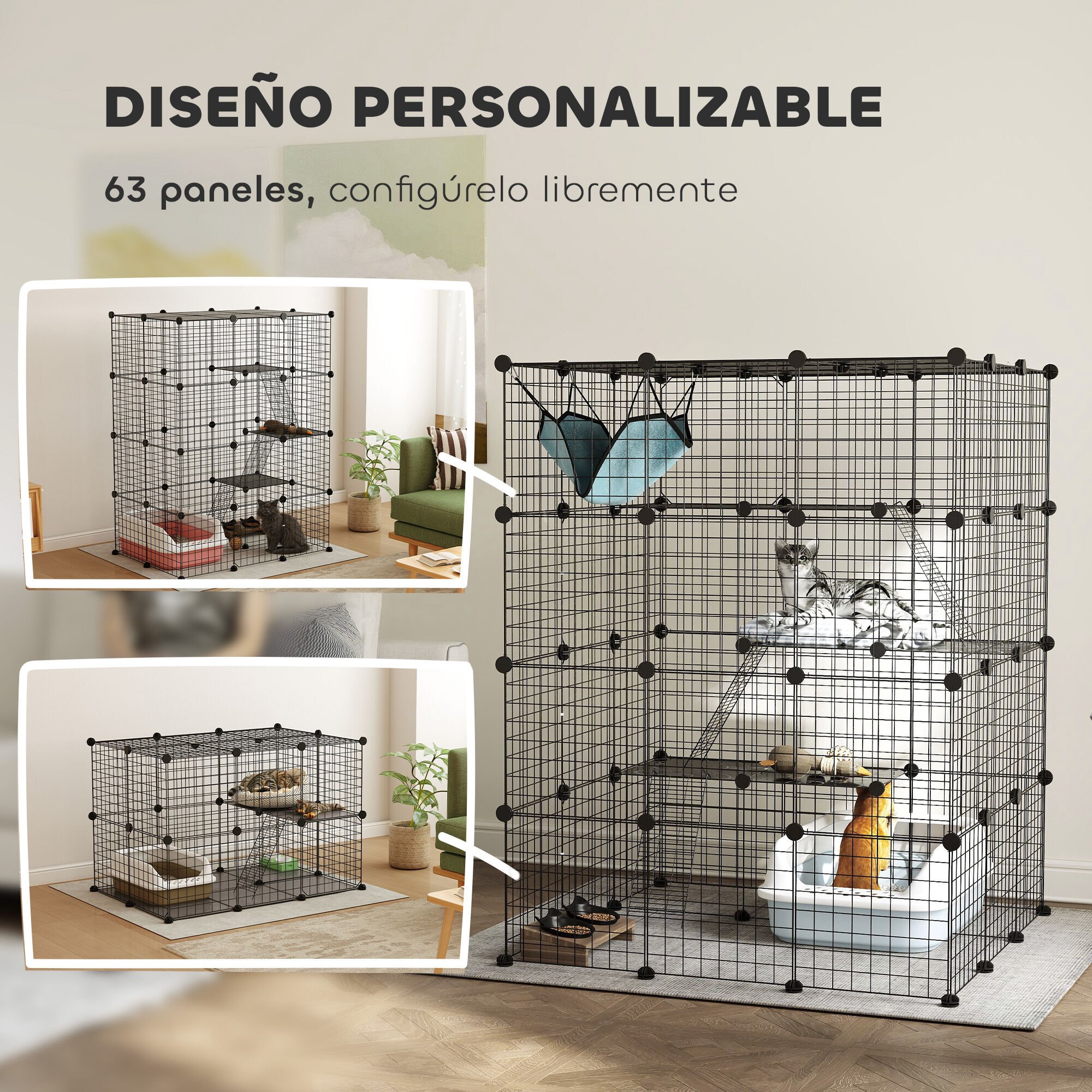 PawHut Jaula para Gatos Negro thumbnail