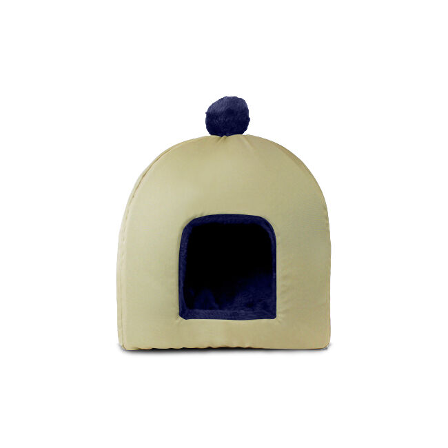 Gauty Cama Redonda para Perros y Gatos  Tela Impermeable y pelo - Beige y azul, , large Imagen numero 1