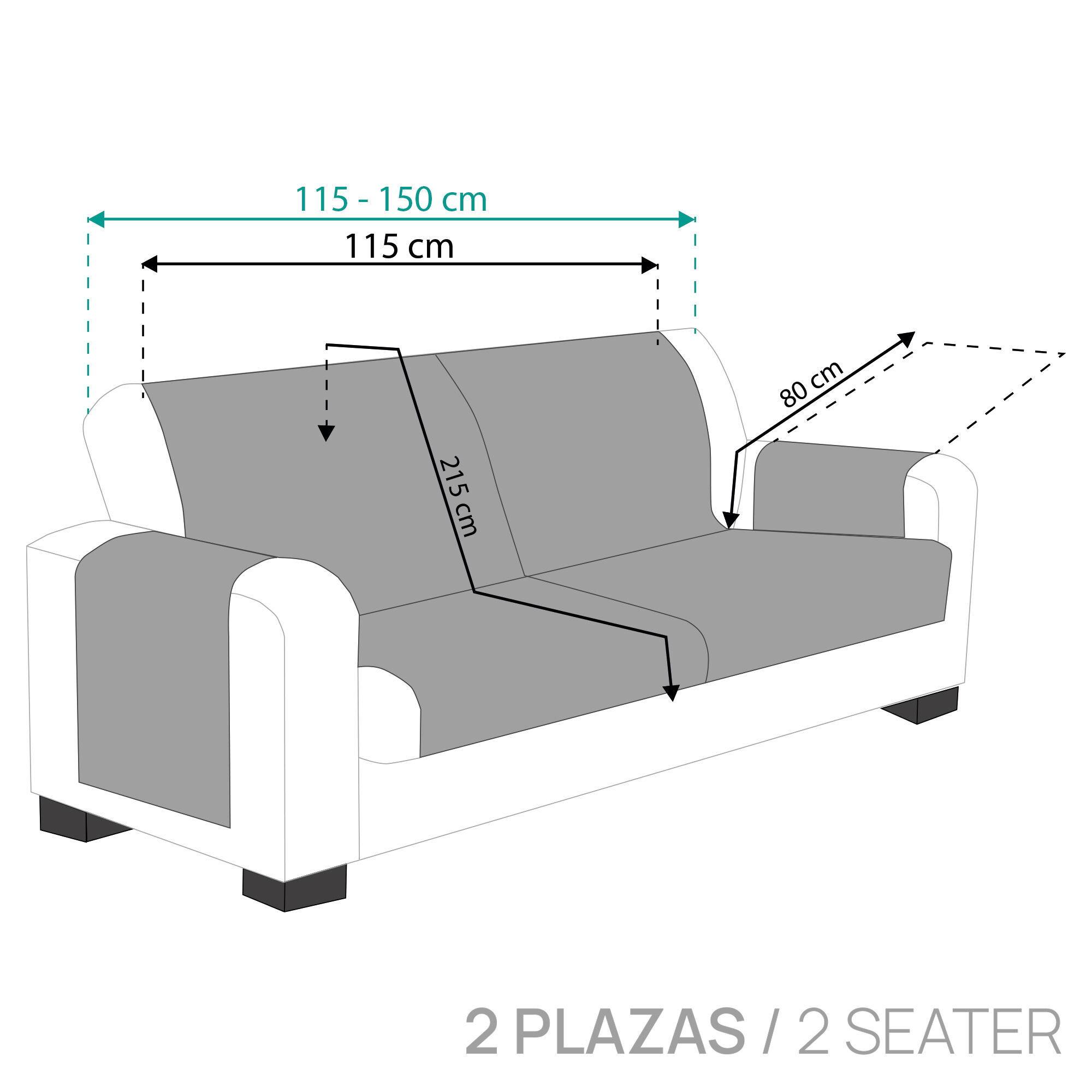 Vipalia Protector Cubre Sof&aacute; 1 Plaza / Relax Color Azul Modelo Brisa, , large Imagen numero 10
