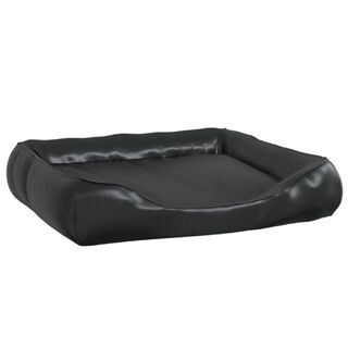Vidaxl sofá acolchado de cuero negro para mascotas