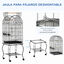 PawHut Jaula para Pájaros con Soporte y Ruedas Jaula Grande de Acero con Bandeja Extraíble 4 Puertas y 2 Comederos para Loros Guacamayos 51x51x153 cm Negro, , large indicador imagen numero 4