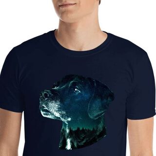 Mascochula camiseta hombre noche estrellada personalizada con tu mascota azul marino