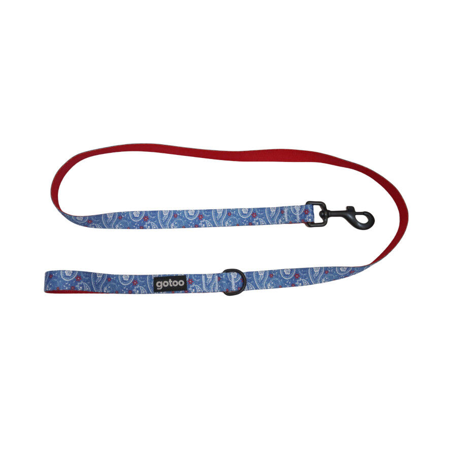 Gotoo Correa estampada cachemira azul para perros, , large Imagen numero 1