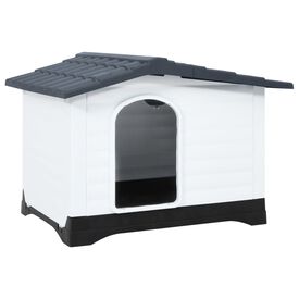 VidaXL Caseta Blanca con techo a dos aguas para perros