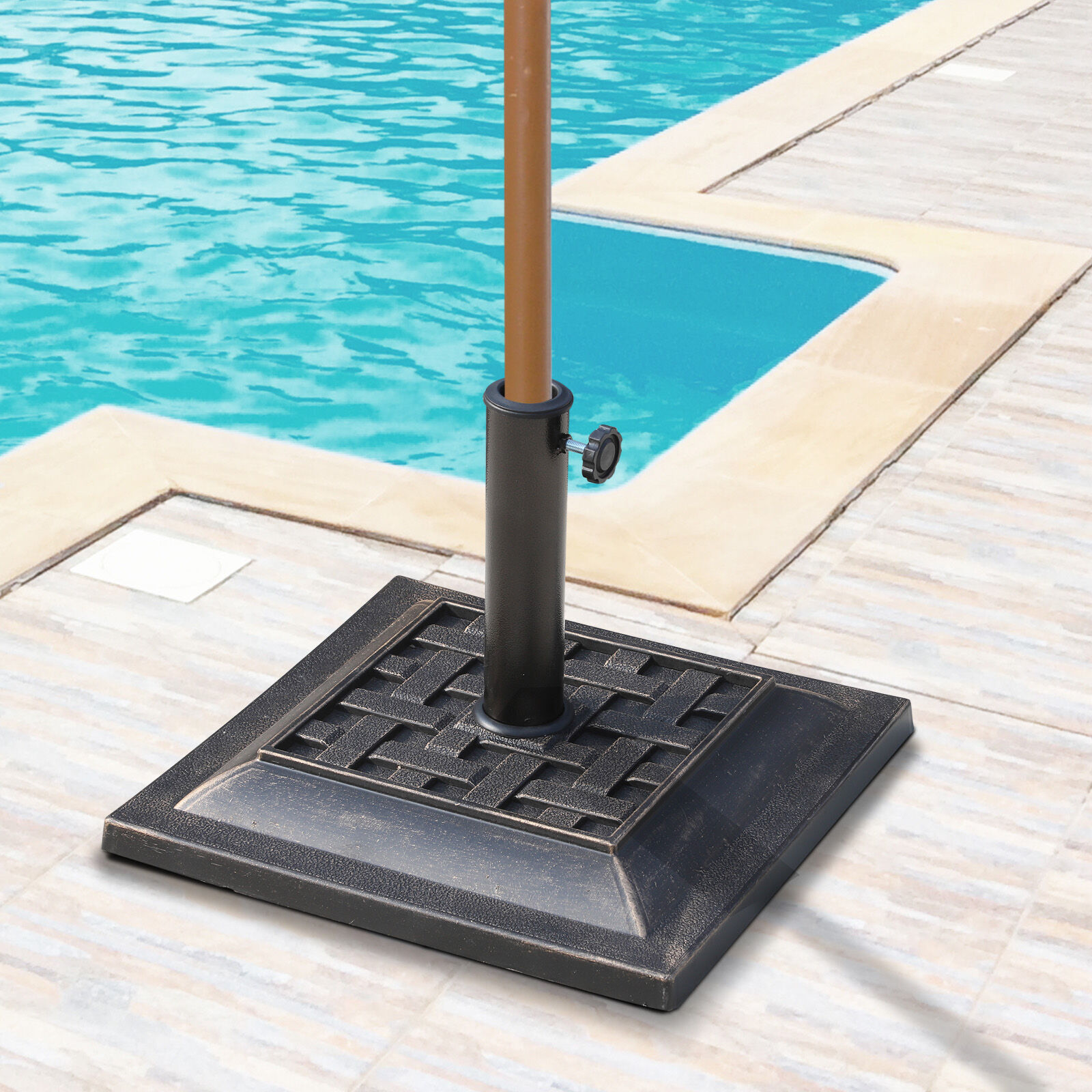 Outsunny Base para Sombrilla de Jard&iacute;n Peso Neto 9 kg Soporte de Parasol Apto para M&aacute;stil de 38mm/48mm para Terraza Patio Exterior &Oslash;44x32 cm Bronce, , large Imagen numero 2