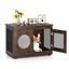 COSTWAY Mueble para Mascotas, 2 en 1 Jaula de Metal Resistente a Mordeduras con Ventana Translúcida, Caseta de Madera como Mesa Lateral, Ideal para Perros Pequeños y Medianos, Marrón Rústico, , large indicador imagen numero 1