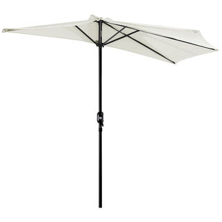 Outsunny Sombrilla Parasol De Jardín Con Manivela Y Forma Semicircular Para Exterior Terraza Patio Piscina Crema