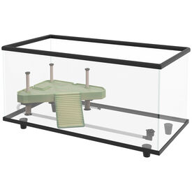 El acuario para tortugas PawHut de 50 L es un h&aacute;bitat espacioso dise&ntilde;ado para peque&ntilde;as tortugas de hasta 5 cm. Cuenta con una plataforma para tomar el sol y vidrio templado de 5 mm para una observaci&oacute;n clara.