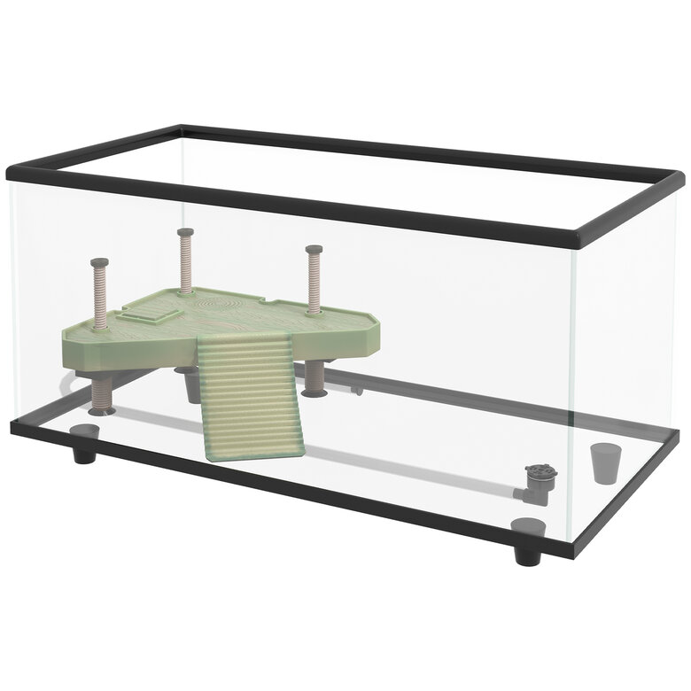 The PawHut 50L turtle aquarium is a spacious habitat designed for small turtles up to 5cm. It features a basking platform and 5mm tempered glass for clear viewing.