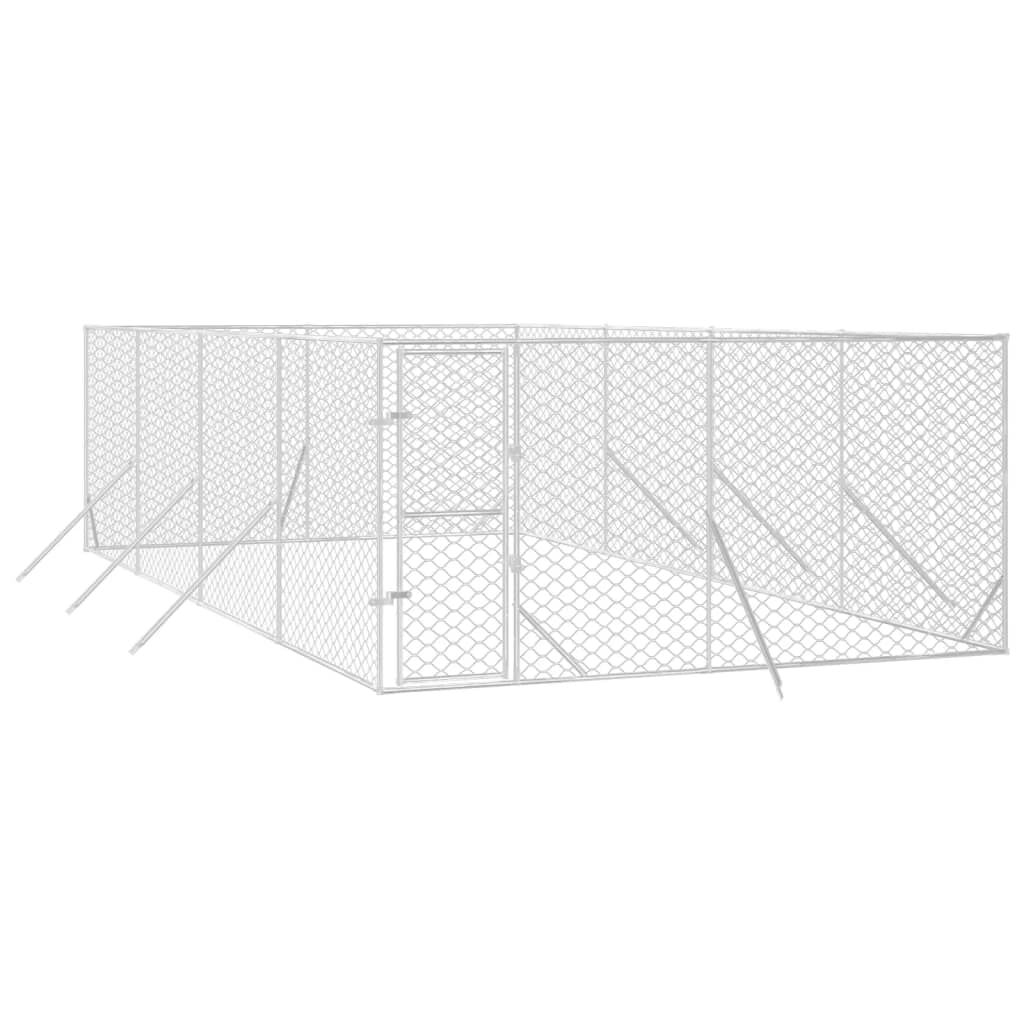 vidaXL Perrera de exterior acero galvanizado plateado 4x4x2 m, , large Imagen numero 42