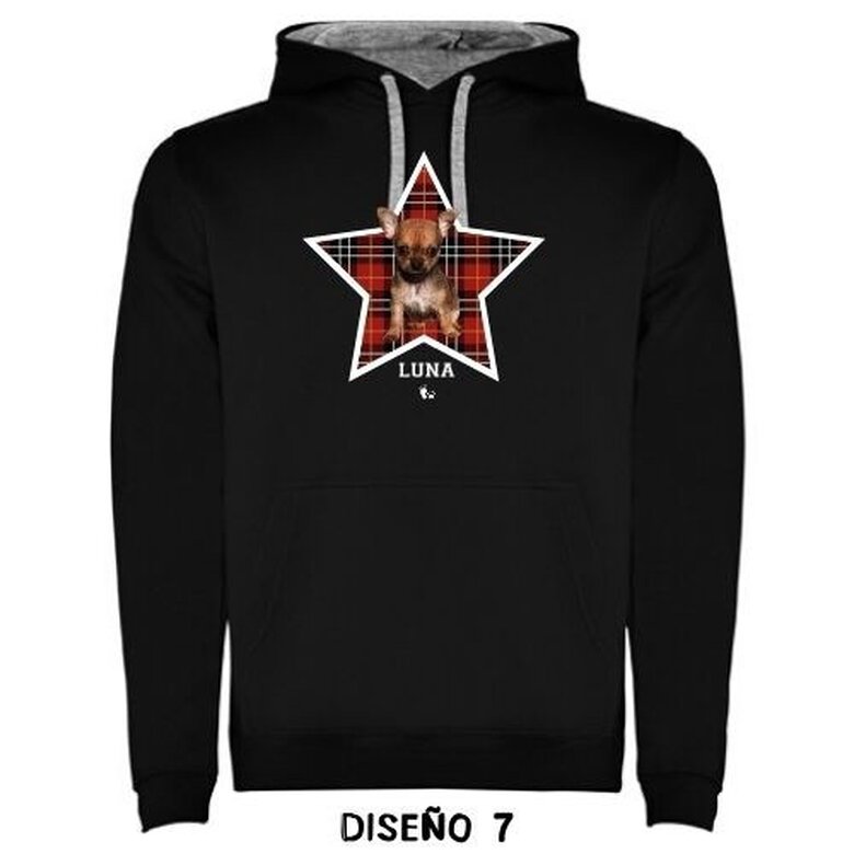 Sudadera capucha cuadro escocés personalizada color Negra, , large image number null