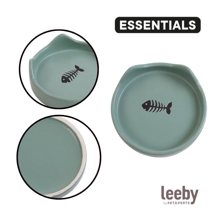 Leeby Comedero de Cer&aacute;mica Azul con Orejitas para gatos, , large Imagen numero 3