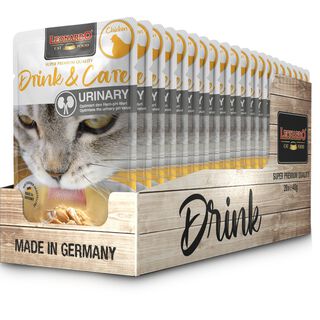 Pack 20X40 Gr - Leonardo Drink & Care Urinary Sopa con Pollo en Sobres para Gatos - Alimento complementario para gatos adultos - Promueve la ingesta de líquidos y el funcionamiento del tracto urinario