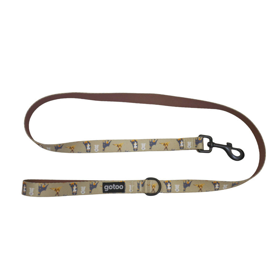 Gotoo Correa con estampado marr&oacute;n para perro, , large Imagen numero 1