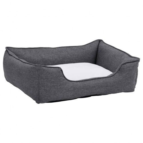 Vidaxl sof&aacute; acolchado rectangular con coj&iacute;n gris y blanco para perros, , large Imagen numero 2