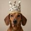 Gorro de cumplea&ntilde;os forma de corona -- Hecha a mano - Estampado de Perro Salchicha Feliz - Marr&oacute;n, , large indicador imagen numero 3