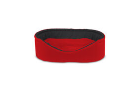 Gauty Cama oval Tela Impermeable rojo y gris para Perros y Gatos 