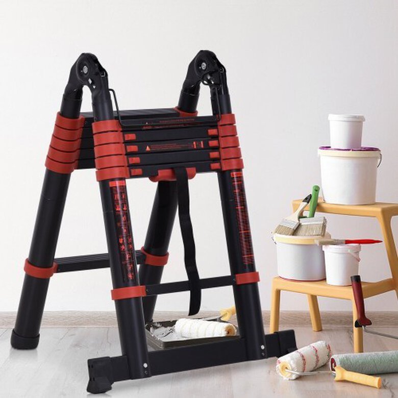 Escalera de aluminio Homcom plegable color Negro, , large image number null