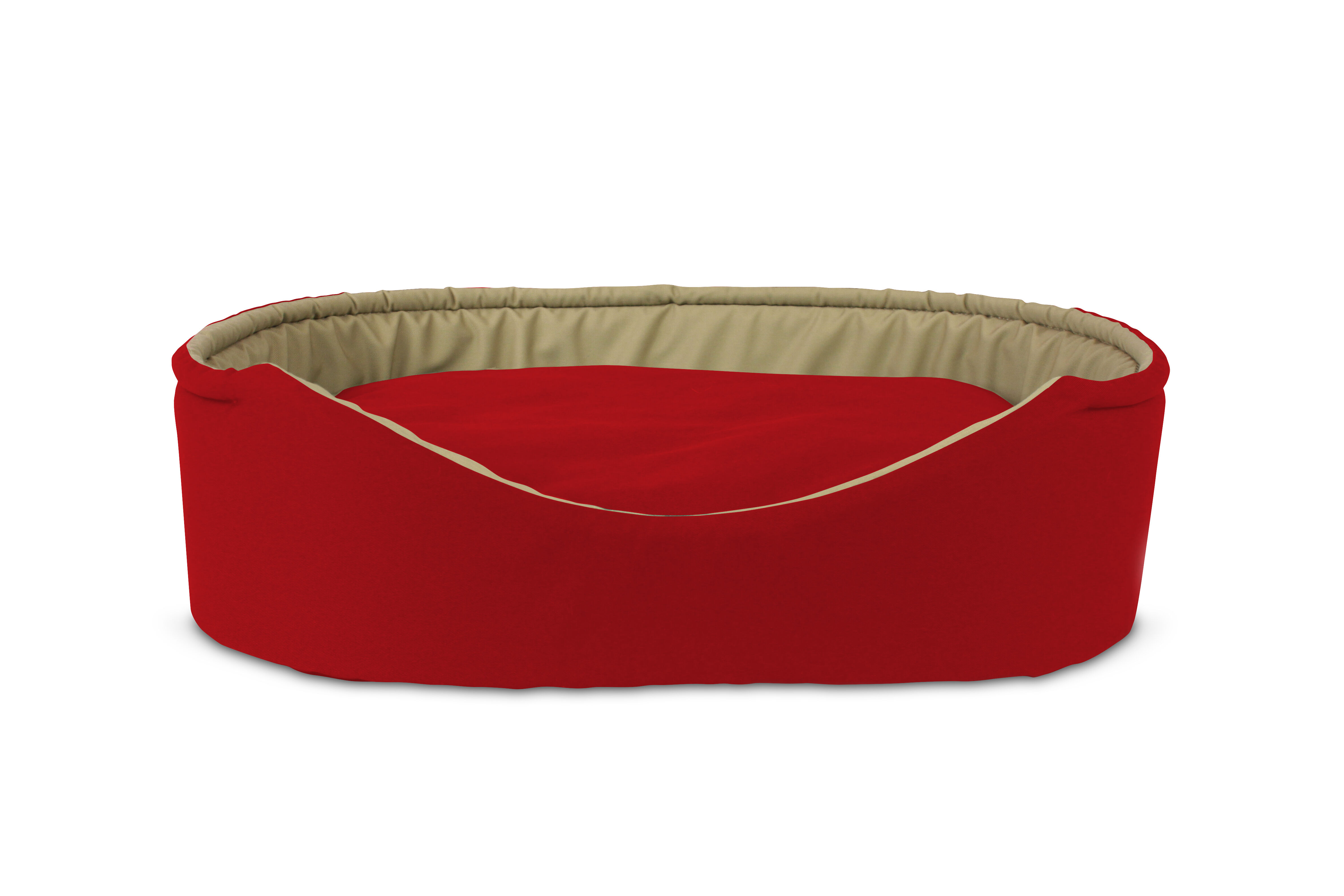 Gauty Cama Oval para Perros y Gatos  Tela de sarga - Rojo y beige, , large Imagen numero 1