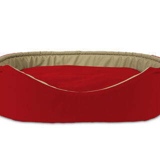 Gauty Cama Oval para Perros y Gatos  Tela de sarga - Rojo y beige