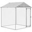 PawHut Perrera Jaula de Exterior para Perros Medianos Parque para Perros con Cerradura Marco de Acero Toldo Impermeable y Anti-UV 200x200x237 cm Plata, , large indicador imagen numero 1