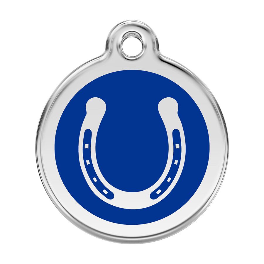 Placa identificativa Acero Inoxidable Esmalte Herradura Azul para perros, , large Imagen numero 1