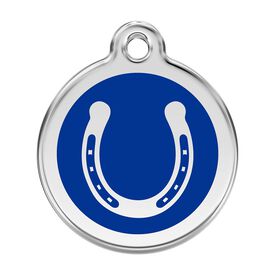 Red Dingo Placa identificativa Acero Inoxidable Esmalte Herradura Azul para perros