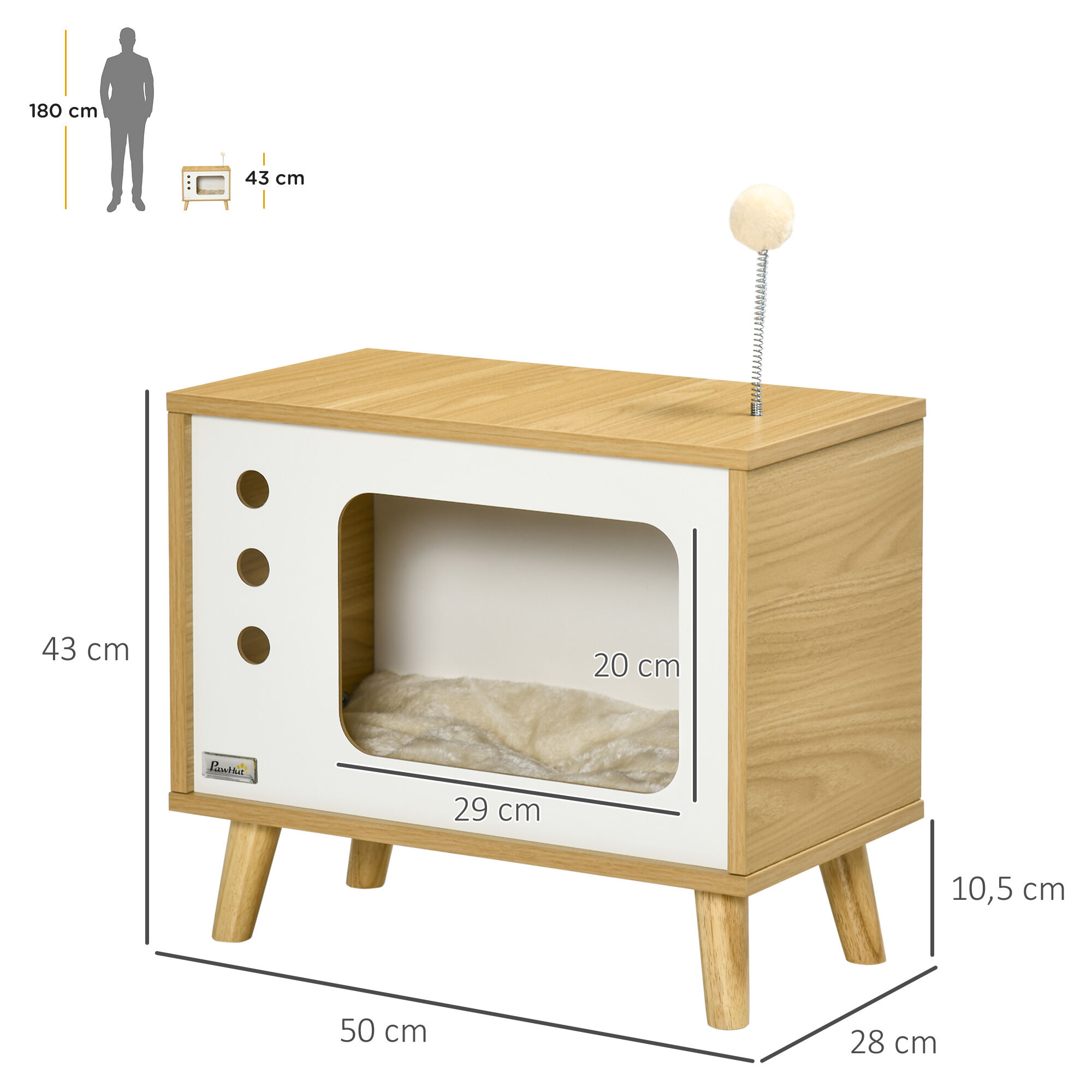 Pawhut Cama Cueva de Gatos Mesa Auxiliar, , large Imagen numero 3