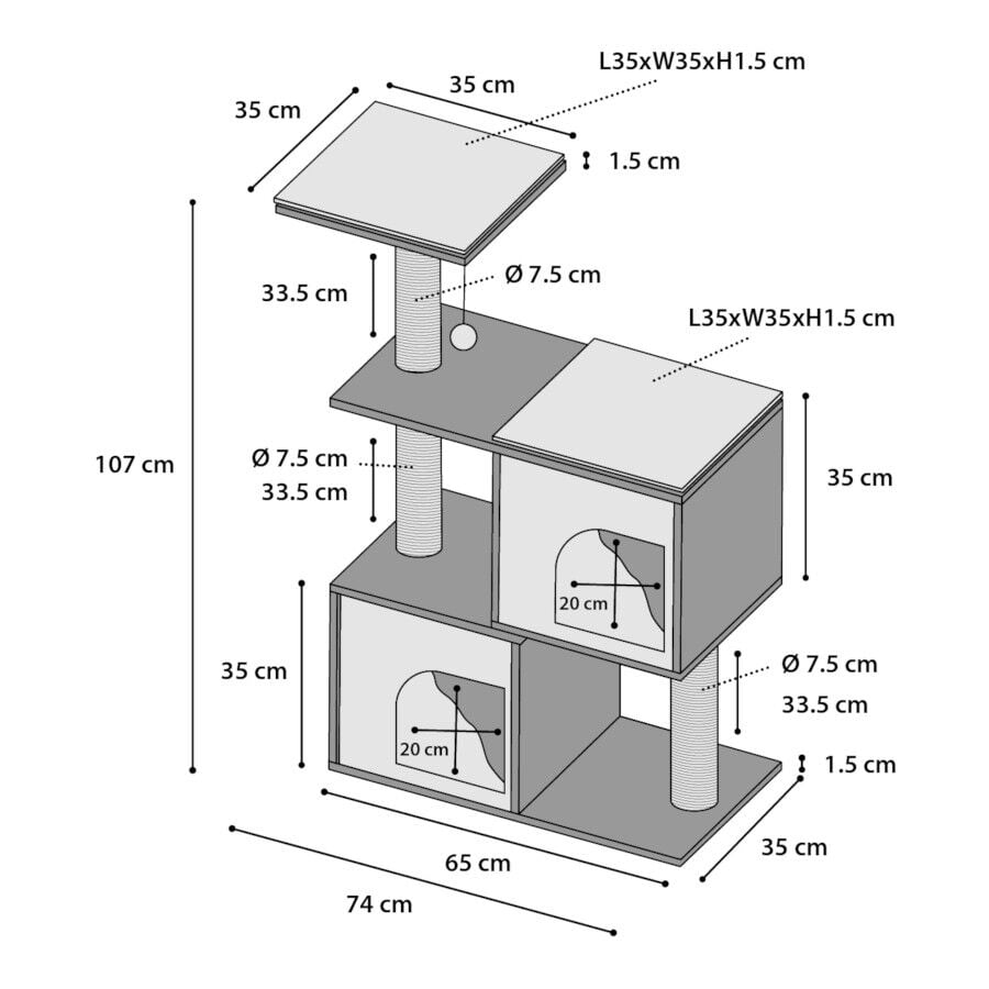 Flamingo &Aacute;rbol Rascador Dana Beige y Blanco para gatos, , large Imagen numero 3