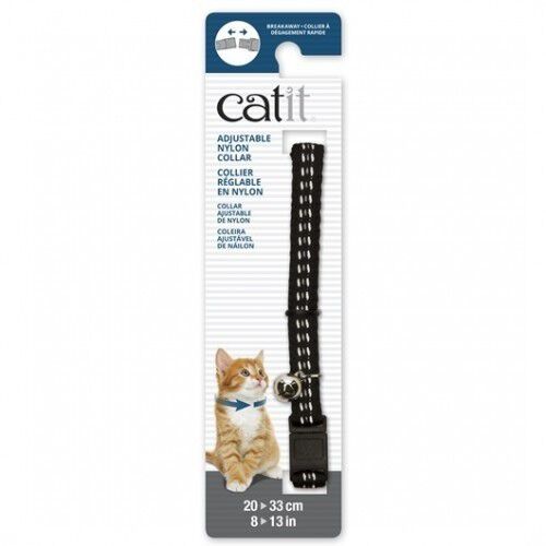 Collar ajustable reflective de nylon para gatos color Negro, , large Imagen numero 1